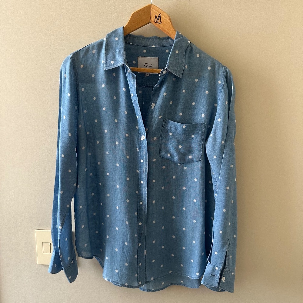 Rails Ingrid Chambray / Denim Blend Polka Dot Shirt